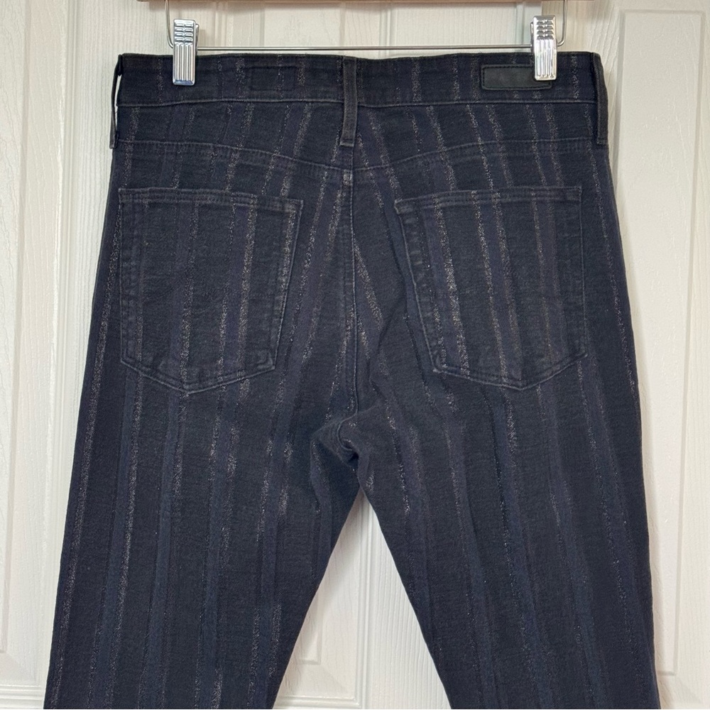 AG Adriano Goldschmied Farrah Skinny Ankle Jeans Black Metallic Stripe Size 29R - Picture 6 of 14